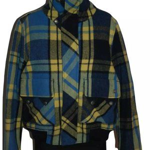 Diesel Womens Multicolor Plaid Pockets Full Zip Windbreaker Jacket Size Small